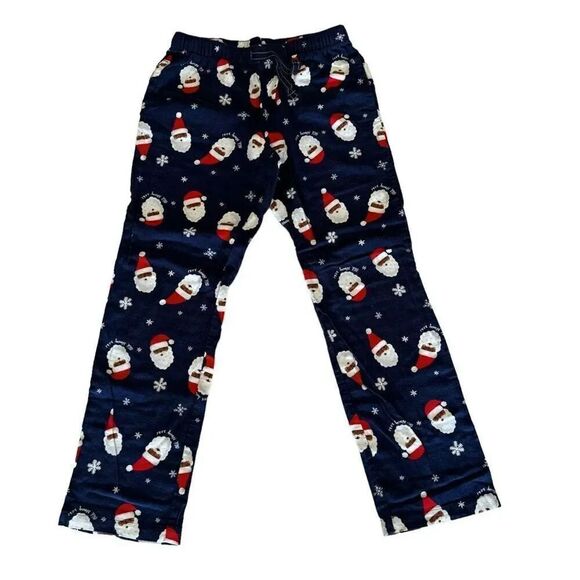 Old Navy Navy Flannel Santa Novelty Print Long Pajama Drawstring Closure S #2184 - Picture 1 of 12